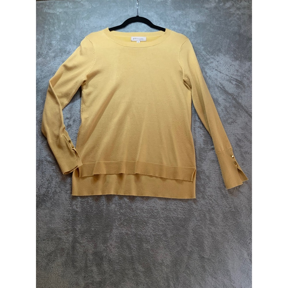 Philosophy Republic Clothing Mustard Yellow Gold Button Cuff Sweater Women Small - Picture 1 of 7